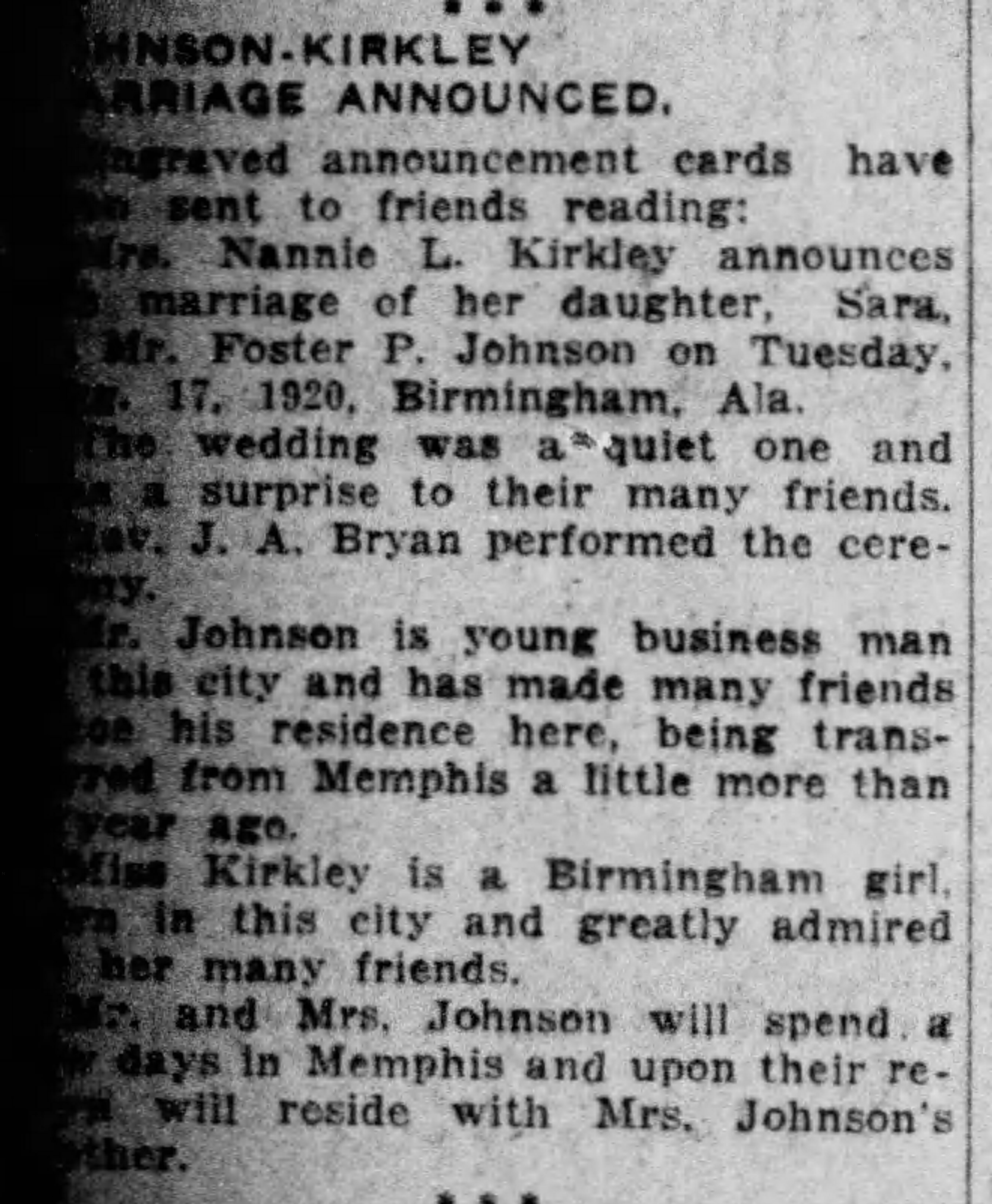 Sara Kirkley-Foster P. Johnson